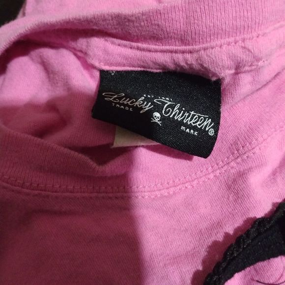 Lucky Thirteen Top Juniors Size Large Shirt With Heart Shape Opening On Front - Picture 12 of 12